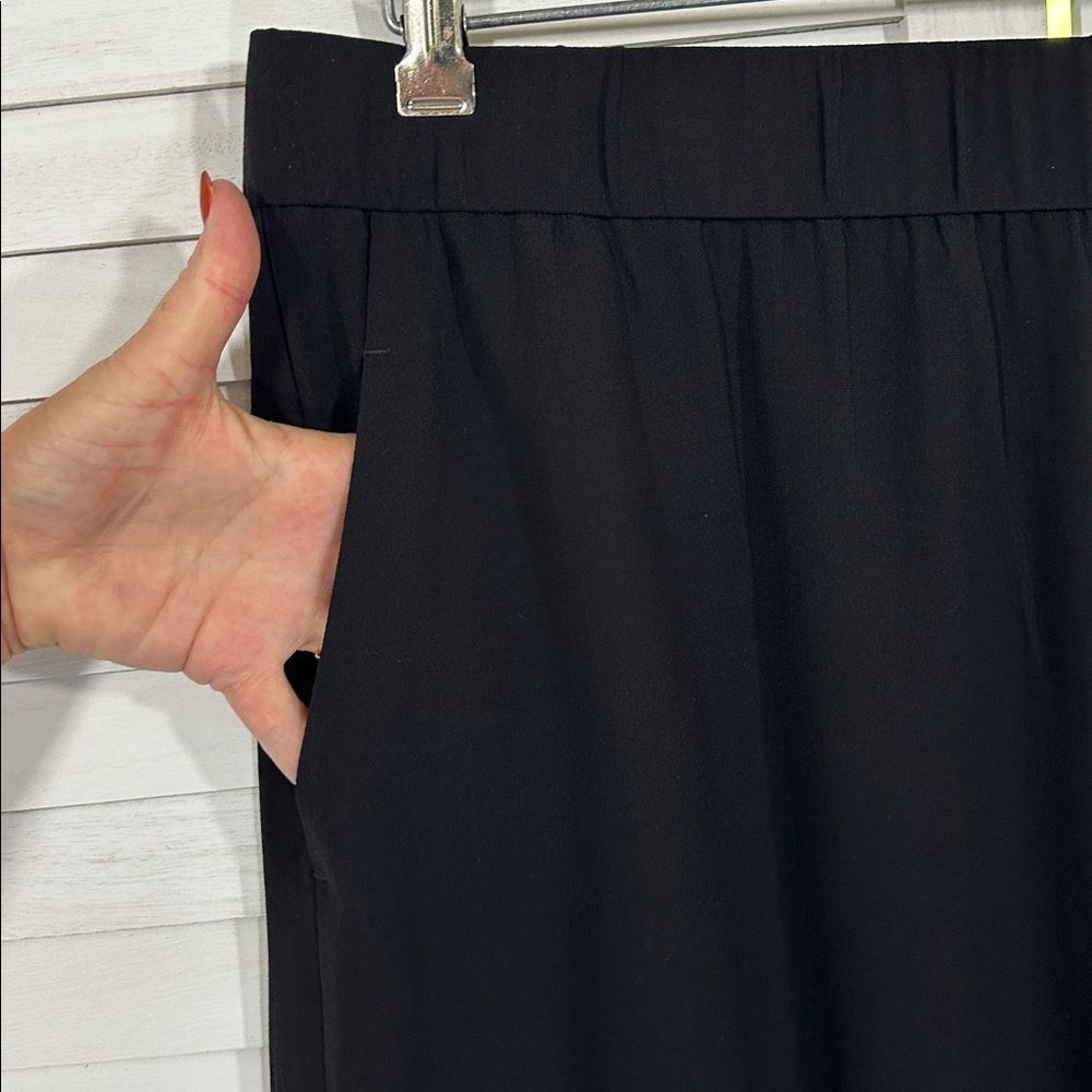 Eileen Fisher Georgette Silk Culottes Large NWOT Black Crepe - Picture 3 of 9